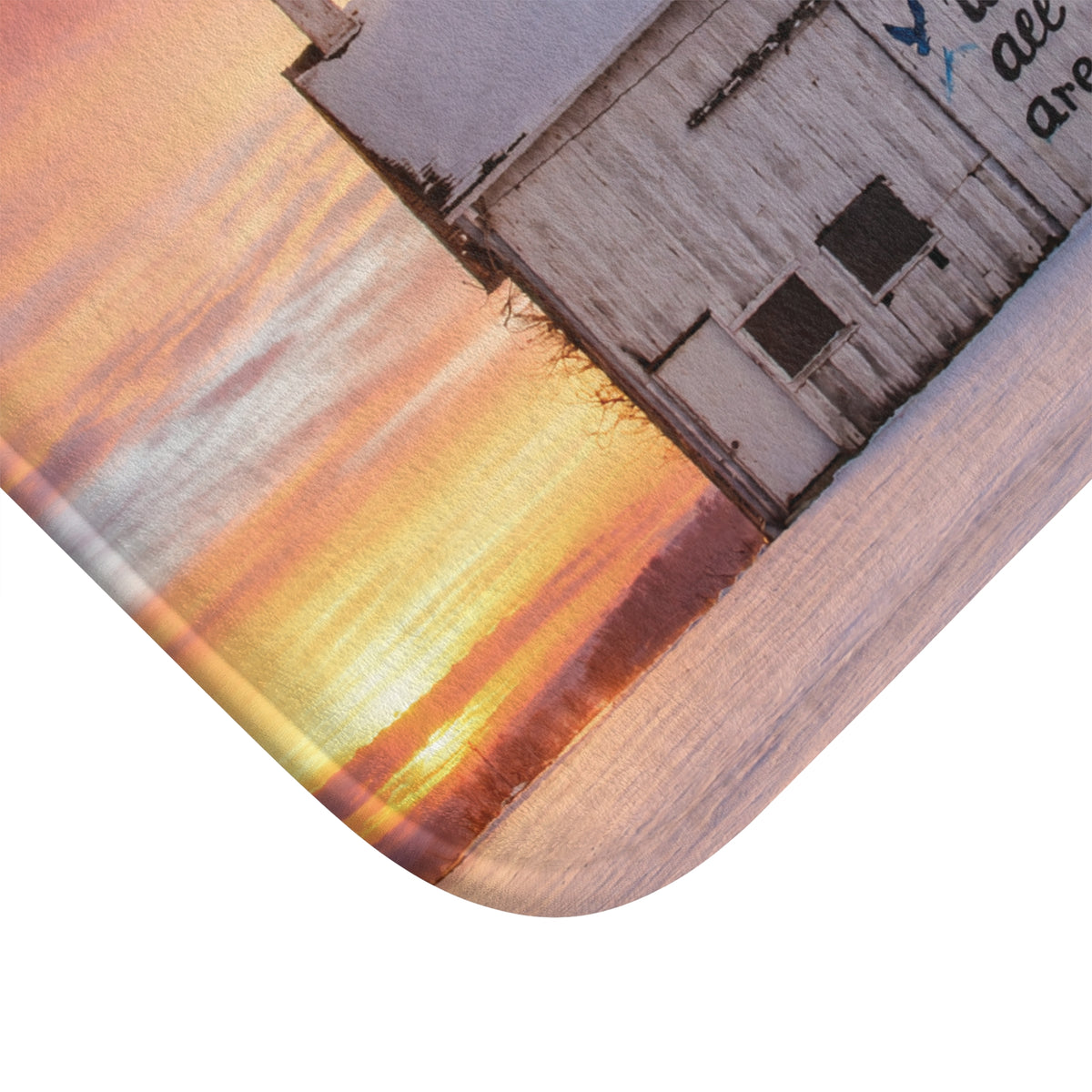 Rustic Sunrise Bath Mat — 'With God, All Things are Possible' Barn Decor