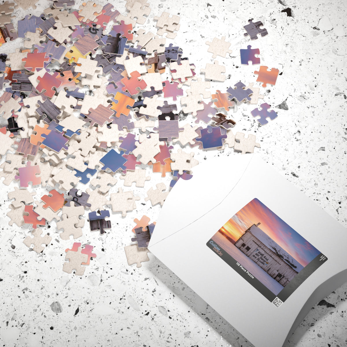 Barn Sunset Puzzle — 'With God, All Things Are Possible' Inspirational Jigsaw (110/252/520/1014 pcs)