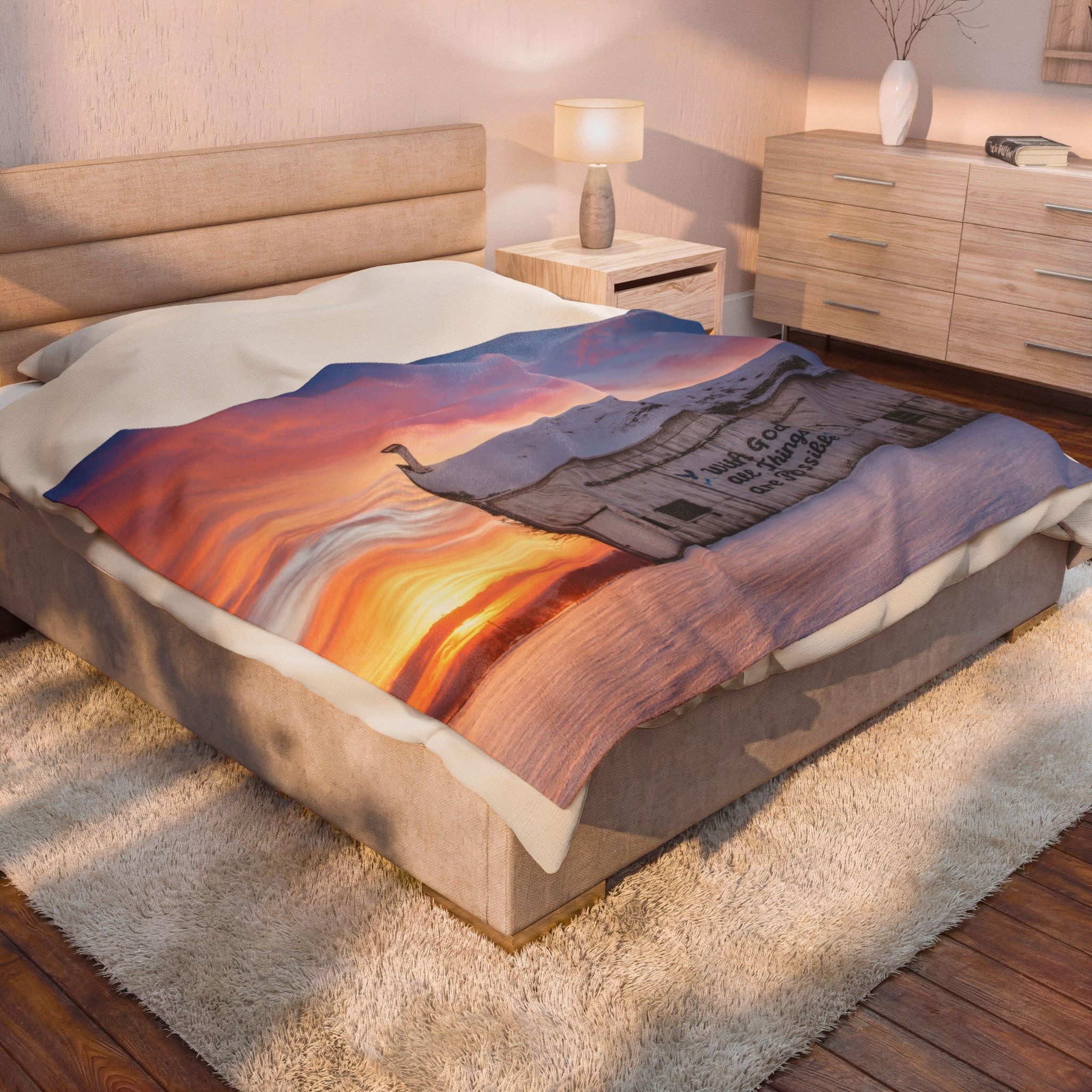 Sunset Barn Velveteen Plush Blanket — "You Are Loved" Cozy Throw